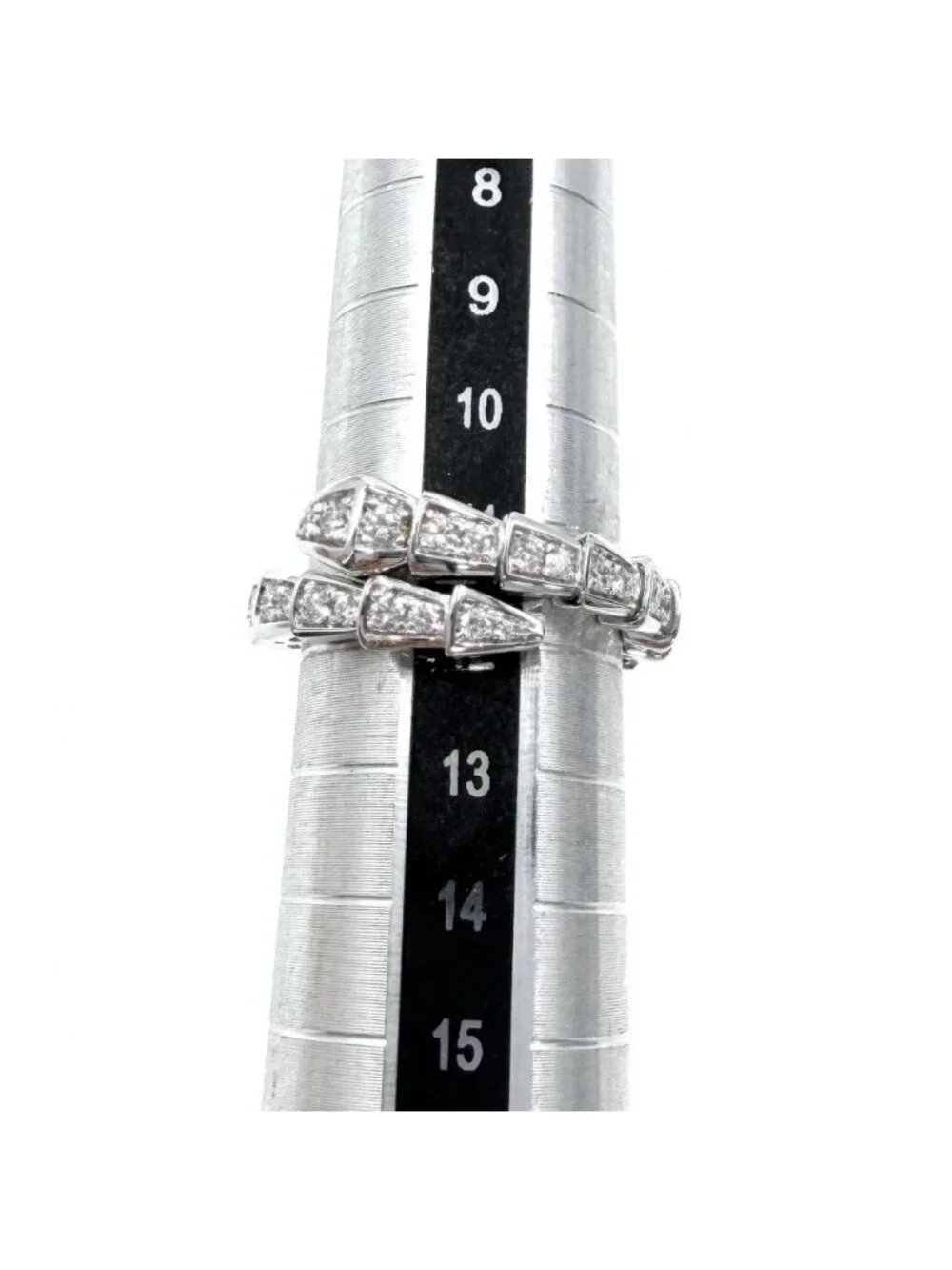 Bvlgari Ring Serpenti Viper Full Pave 18K White Gold Diamond Silver